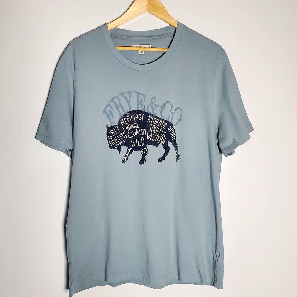 Frye & Co. Light Blue bison graphic Men's T-shirt Size  XL
